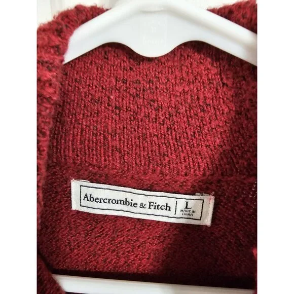 Abercrombie & Fitch Women’s Large Red Fair Isle Mock Neck Knit Sweater Preppy - Picture 4 of 7